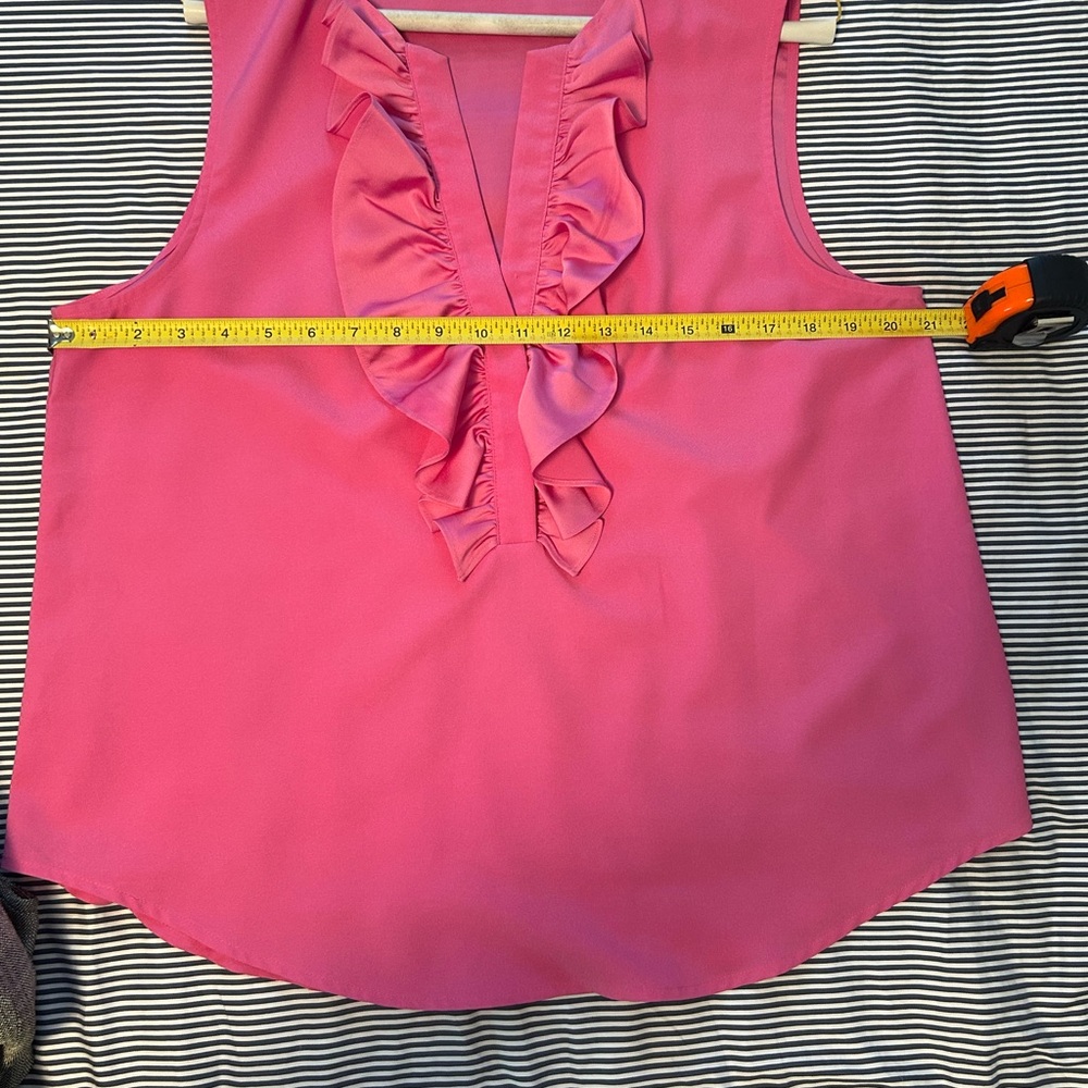 J. Crew Vibrant Pink Ruffle Blouse - Picture 6 of 6